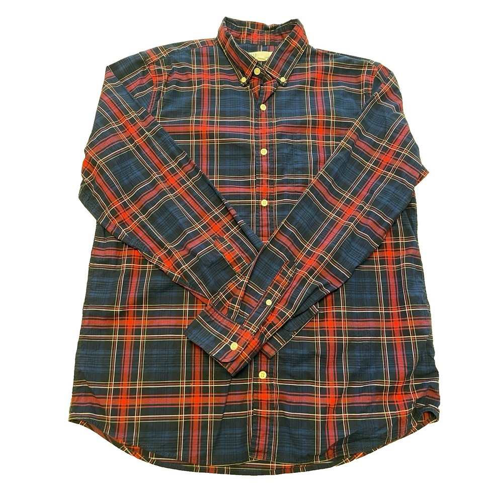 Gap Standard Fit Men's Large Cotton Multicolor Plaid L/S Button Down Shirt